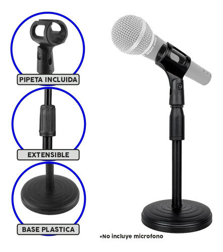 Soporte Microfono Metalico Recto Extensible Envios