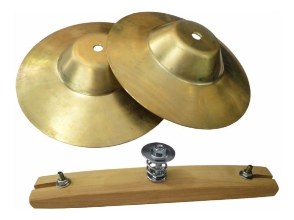 Platillos Con Soporte Para Bombo de Murga de Bronce 14,5cm ALEYMAR