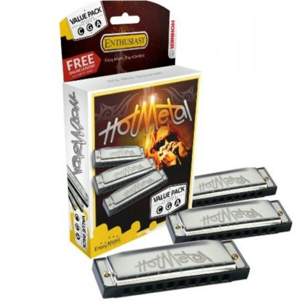 Armonica Set x 3 M572XPS Hot Metal Hohner Tonos C-G-A FAMA