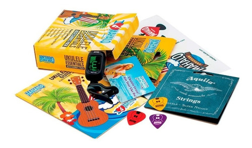 Pack MZK1 Afinador + Puas + Encordado Aquila Para Ukelele Mahalo ALEYMAR