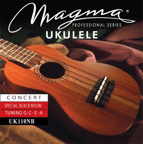 Cuerdas Ukelele UK110NB Concierto Hawaiian Nylon Black MAGMA