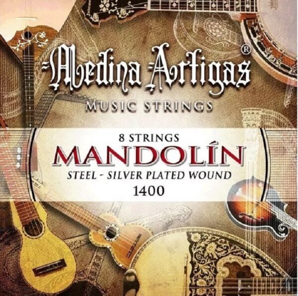 Cuerdas Mandolina 1400 Steel Plateadas Media Tension Medina Artigas BASE
