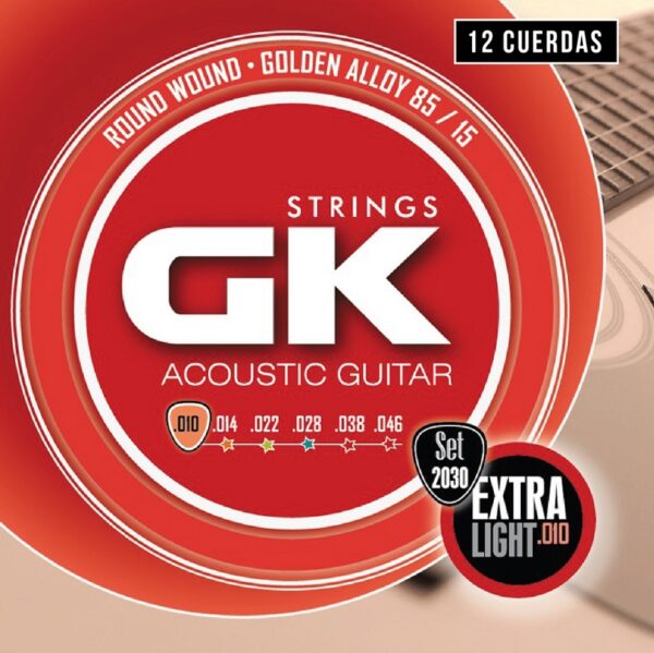 Cuerdas Guitarra Acústica 203012 12 Cuerdas T/ 010 GK Medina Artigas BASE