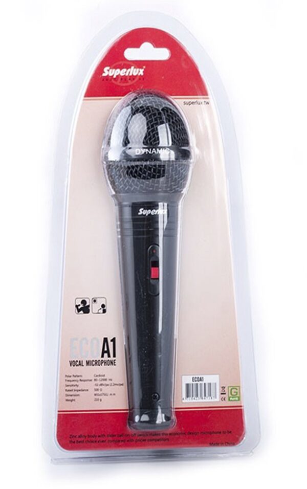 Microfono ECOA1 De Mano Voz Dinamico Funda y Pipeta Superlux INTERMUSICA