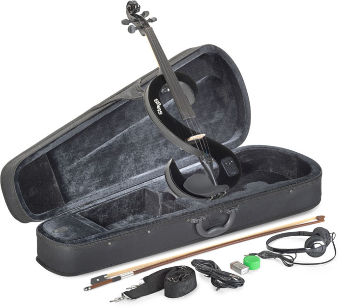 Violin Electrico STAGG EVN44BK Estuche-Auriculares-Arco Color Negro MJ MUSIC - Imagen 3