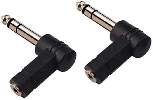 Ficha Conector Adaptador CODO Jack 3,5 a Plug 6,3 (Estereo) en Angulo ALEYMAR