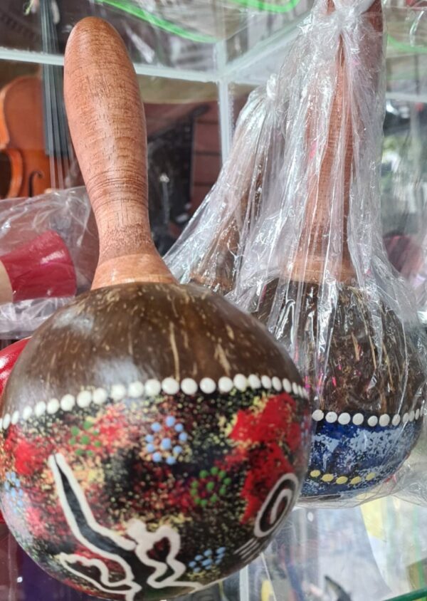Maracas Grandes MARA1 De Coco Decoradas X Unidad ARVILLA