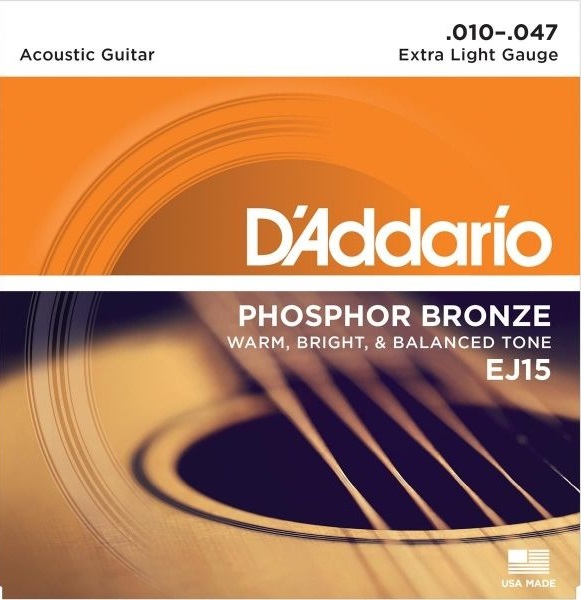 Cuerdas EJ15 Acustica .010 Extra Light 80-20 Phosphor Bronce DAddario ALEYMAR