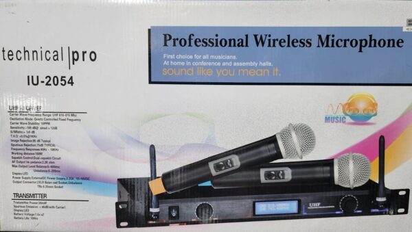 Micrófono Inalámbrico Voz Doble IU2054 Profesional UHF TECHNICAL PRO