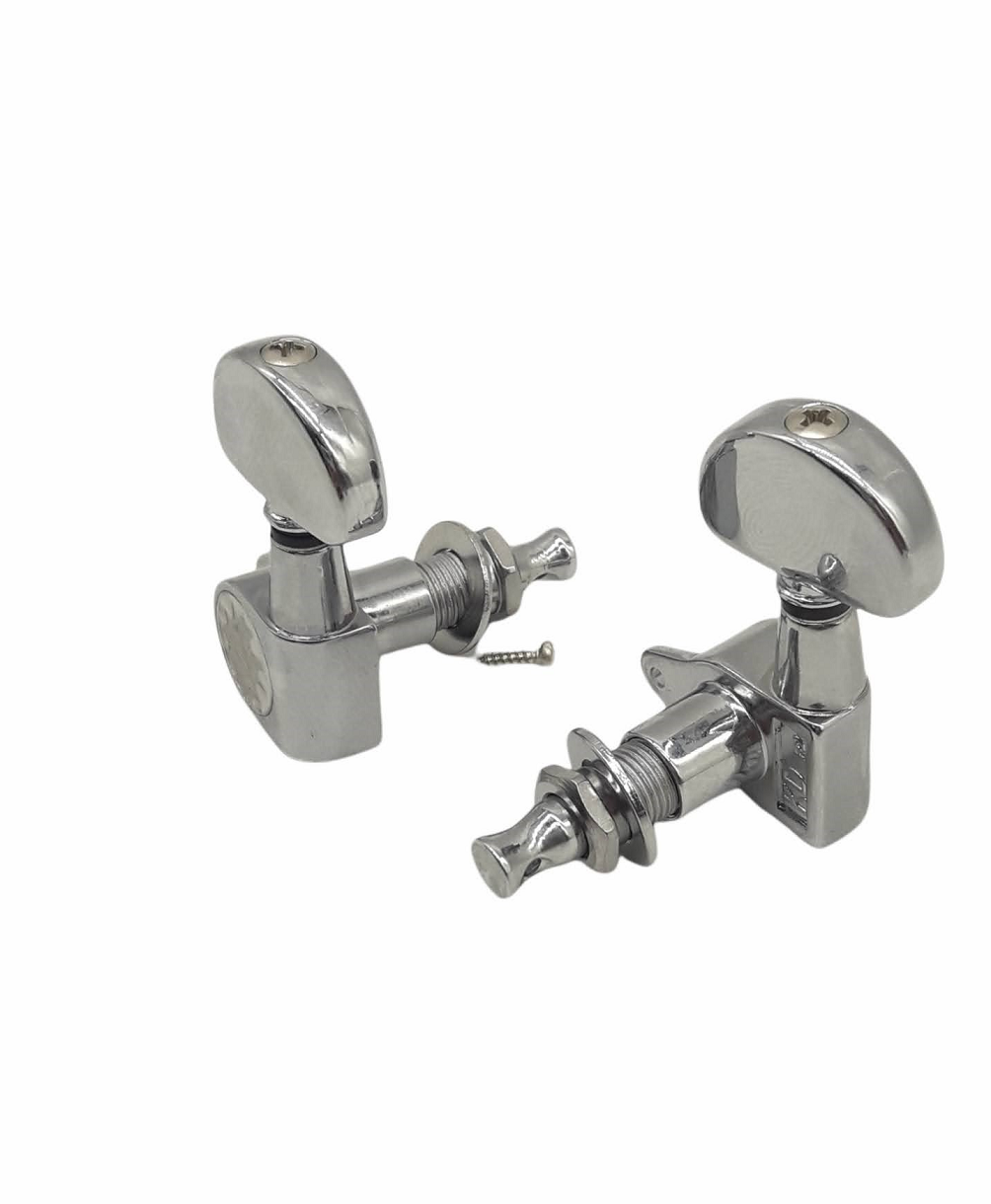 Clavijas M3003 3+3 Tipo Grover Cromadas Blindadas X 6 KD LA FUSA - Imagen 2