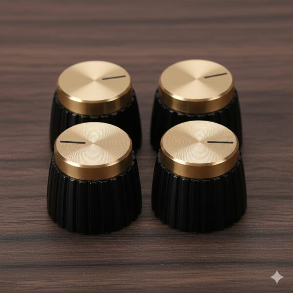 Perilla PERIM Para Amplificador Marshall X Unidad Color Negro Con Tapa Dorada CAMBO