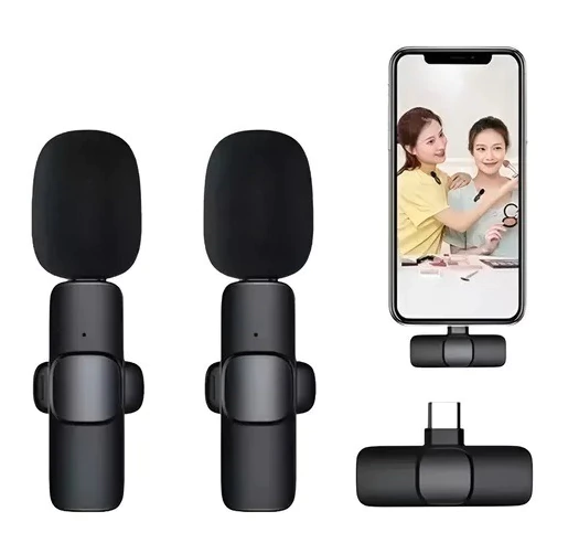 Micrófono Inalámbrico K9 Corbatero Doble Voz De Solapa Lavalier Conector C Para Grabación De Cámara, Altavoz, Celular CAMBO