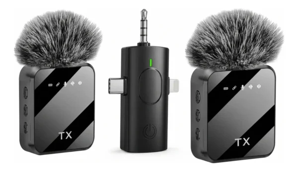 Micrófono Inalámbrico M12 Corbatero Doble Voz De Solapa Lavalier Conector C Y Lighting Para Grabación De Cámara, Altavoz, Celular IBEK CAMBO
