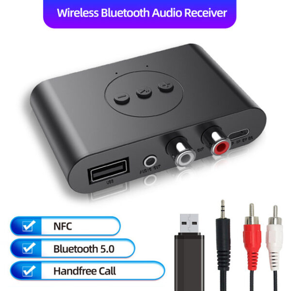 Receptor RECEP De Audio Con Bluetooth Inalámbrico 5.3 Disco U, NFC, RCA, 3,5mm, Conector AUX. CAMBO