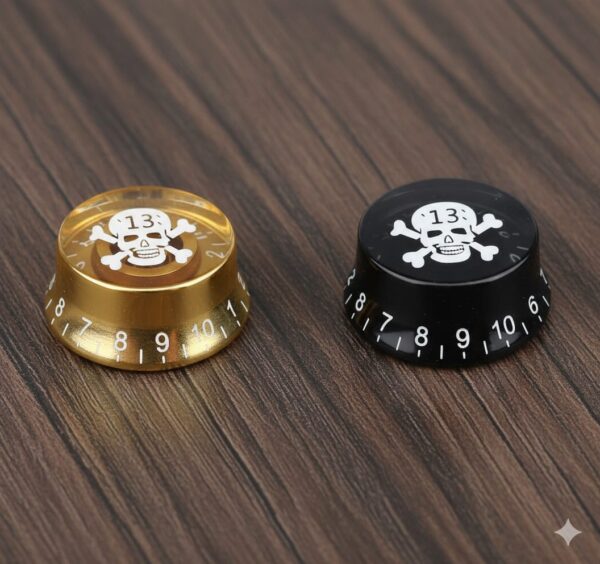 Perilla Acrilica C2005 Tipo LP Modelo Calavera Negro/Dorado X Unidad CAMBO