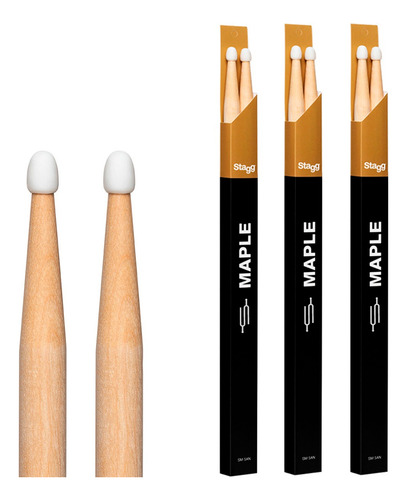 Palillos Baquetas Maple 5AN Punta De Nylon Stagg MJ MUSIC