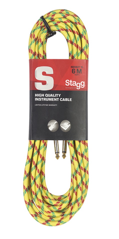 Cable De Tela SGC6VTYL PLUG-PLUG 6mts Color Amarillo Stagg MJ MUSIC