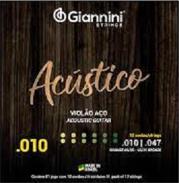 Cuerdas GESWAM Para Guitarra Acústica .010-50 Bronze 65/35 Giannini (Brasil) LA FUSA