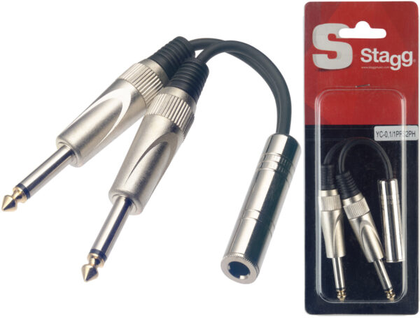Cable YC011PFS2PH 0.10mts 1 Adaptador Plug Hembra A 2 Plug Mono Stagg MJ MUSIC