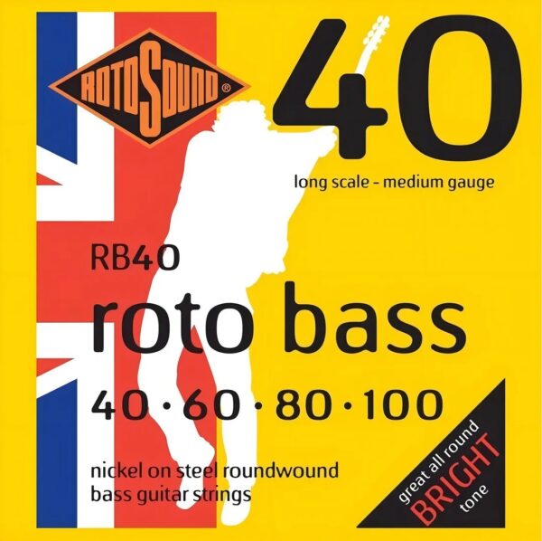 Cuerdas RB40 Para Bajo 4 Cuerdas 40-100 Roto Bass Nickel Medium  Rotosound BREYER