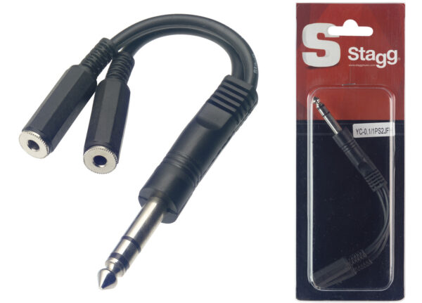 Cable YC011PS2JFH 0.10mts 1 Plug Stereo A 2 Adaptadores Mini Plug Hembra Stagg MJ MUSIC