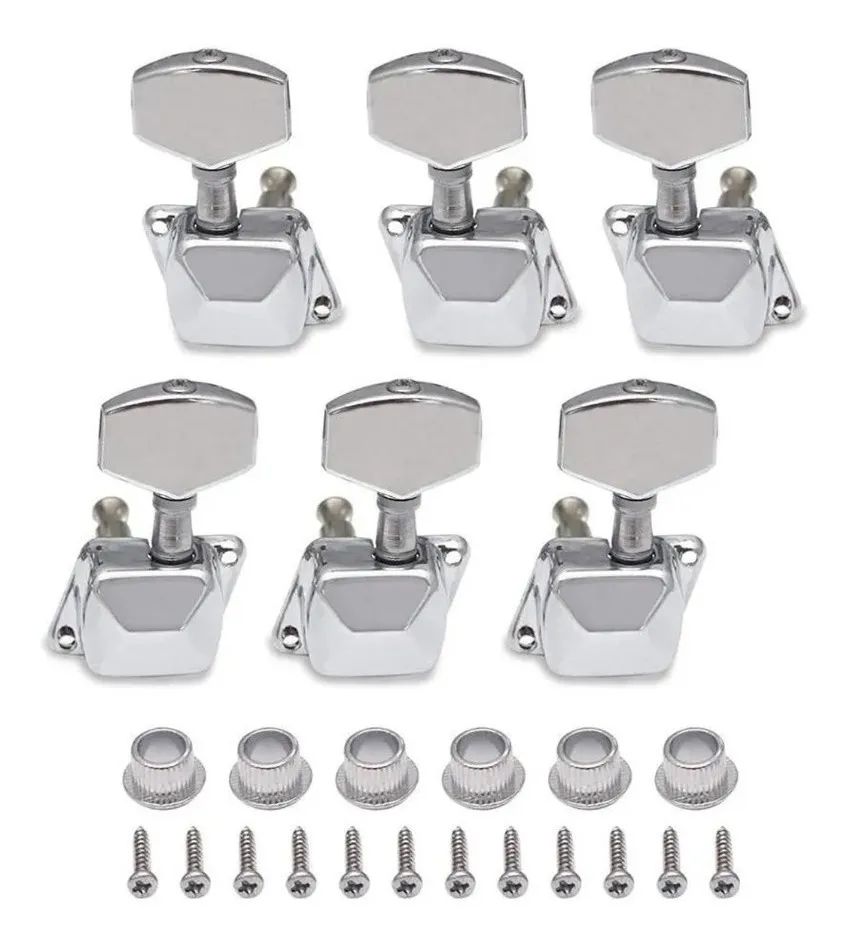 Clavijas Para Guitarra MH34 CR3 Cromadas 3+3 C/Tapa Redtone MAGIC MUSIC