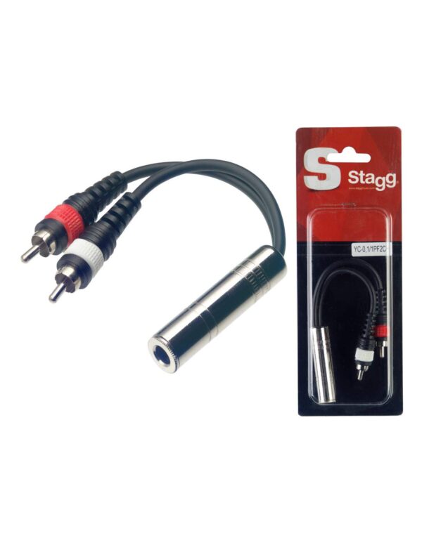 Cable YC011PF2CH Adaptador Plug Hembra A 2 RCA Macho 0.10mts Stagg MJ MUSIC