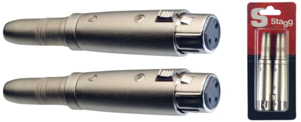 Ficha Conector Adaptador ACXFPFH XLR Hembra A Jack Hembra - X Unidad Stagg MJ MUSIC