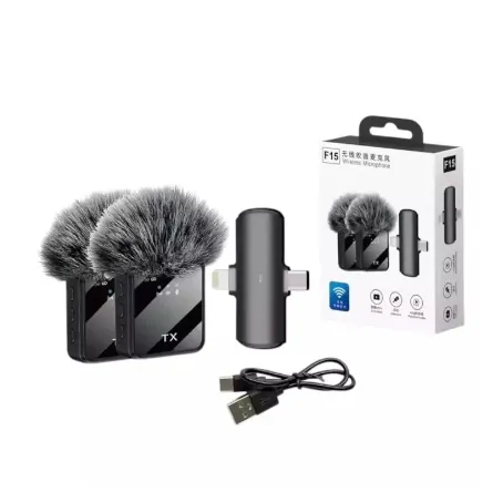 Microfono F15-2  Inalambrico De Solapa Doble P/Celular Android-Iphone DIPROMAS