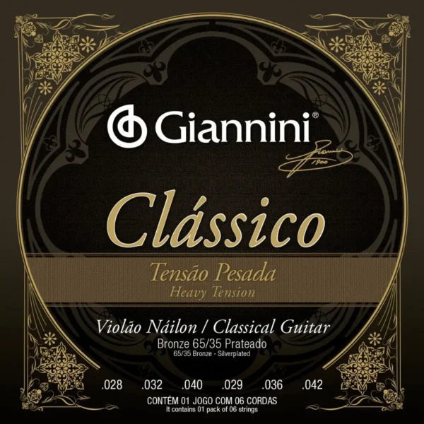 Cuerdas GENWPA Guitarra Clasica Nylon AltaTensión Plateadas Giannini (Brasil) LA FUSA