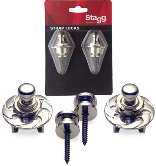 Traba Correa SSL1CR Straplock Guitarra Bajo Seguro Reforzado Cromados Stagg MJ MUSIC