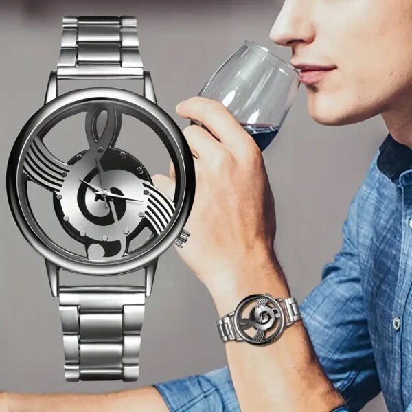 Reloj Pulsera TOOP De Cuarzo De Acero Inoxidable Con Diseño De Nota Musical CAMBO