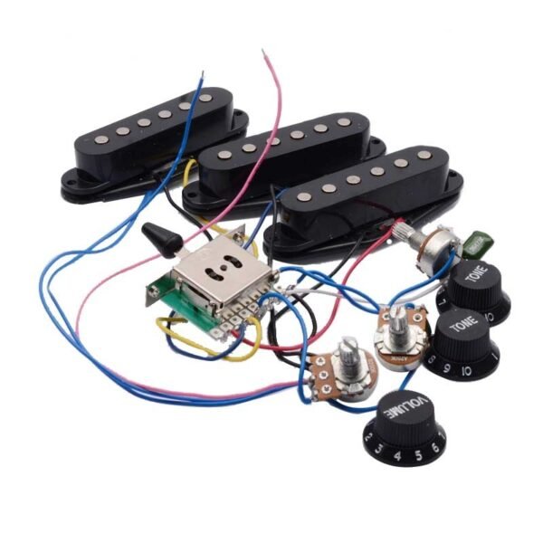 Cableado 2T1V De Microfonos De Guitarra Stratocaster Precableado Llave 5 Posiciones Negra CAMBO